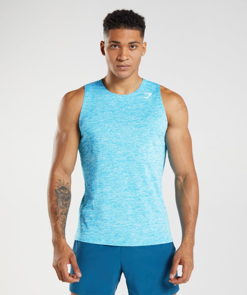 Podkoszulki Gymshark Arrival Slim Marl Męskie Turkusowe | PL 267DCU